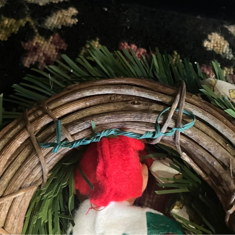 Vintage Handmade Christmas Knee-Hugger Elf Small Wreath